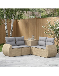 Set di divani 5 pz Beige e Grigio Chiaro