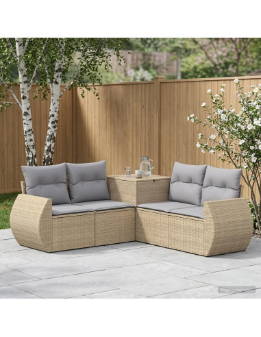 Set di divani 5 pz Beige e Grigio Chiaro