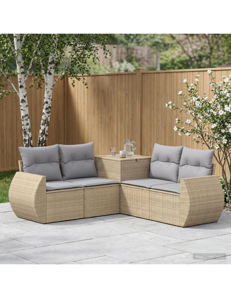 Set di divani 5 pz Beige e Grigio Chiaro