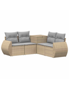 Set di divani 5 pz Beige e Grigio Chiaro 2