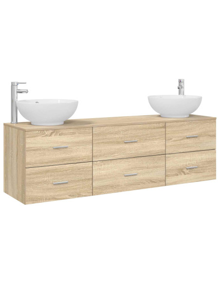 Set di mobili per il bagno 3 pz Rovere Sonoma