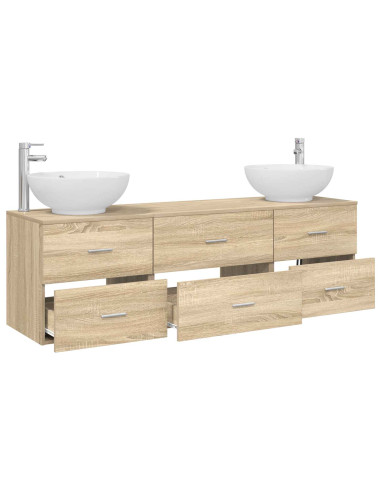 Set di mobili per il bagno 3 pz Rovere Sonoma