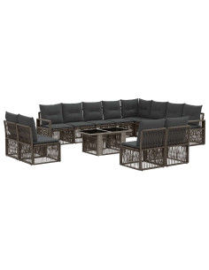 Set Divano da Giardino 13 pz Grigio e Grigio Scuro polyrattan 2