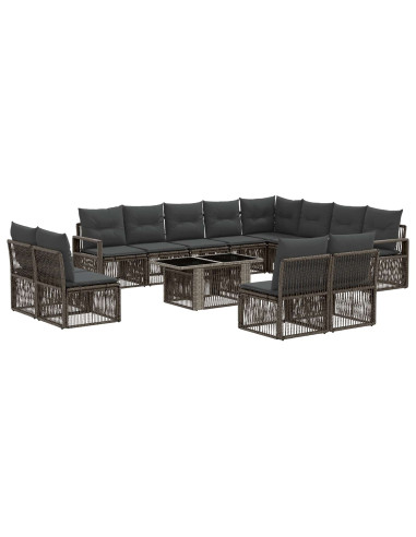 Set Divano da Giardino 13 pz Grigio e Grigio Scuro polyrattan