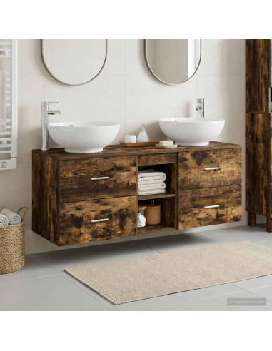 Set di mobili per il bagno 3 pz Rovere Fumo 49,5 x 44,5 x 65 cm
