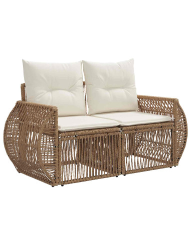 Set Divano da Giardino 4 pz Beige e Bianco Crema polyrattan
