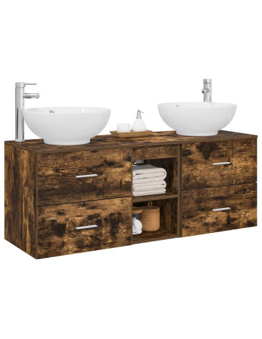 Set di mobili per il bagno 3 pz Rovere Fumo 49,5 x 44,5 x 65 cm