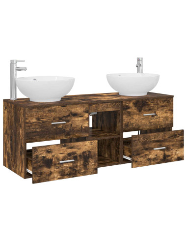 Set di mobili per il bagno 3 pz Rovere Fumo 49,5 x 44,5 x 65 cm