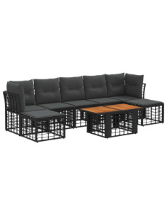Set Divano da Giardino 8 pz Nero e Grigio scuro polyrattan 2