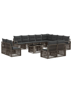 Set Divano da Giardino 13 pz Grigio e Grigio Scuro polyrattan 2