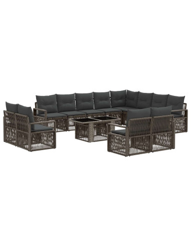 Set Divano da Giardino 13 pz Grigio e Grigio Scuro polyrattan