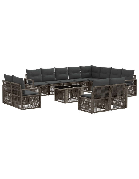 Set Divano da Giardino 13 pz Grigio e Grigio Scuro polyrattan