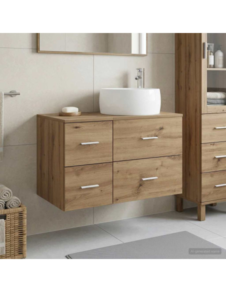 Set di mobili per il bagno 2 pz Rovere Artigianale