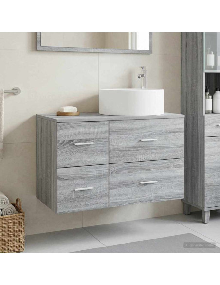 Set di mobili per il bagno 2 pz Sonoma grigio