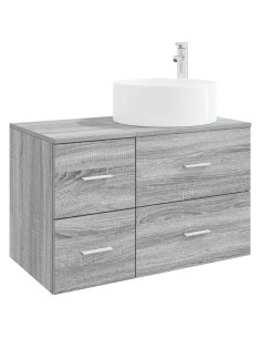Set di mobili per il bagno 2 pz Sonoma grigio 2
