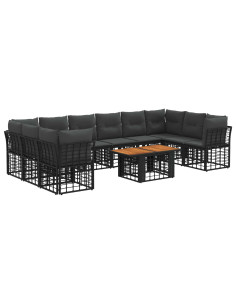 Set Divano da Giardino 11 pz Nero e Grigio scuro polyrattan 2