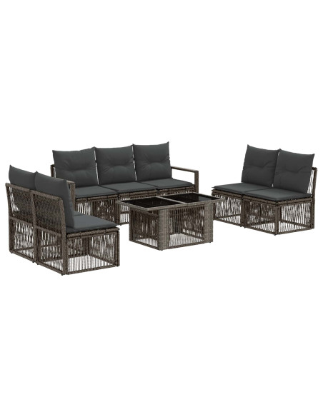 Set Divano da Giardino 8 pz Grigio e Grigio Scuro polyrattan