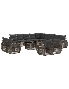 Set Divano da Giardino 14 pz Grigio e Grigio Scuro polyrattan 2