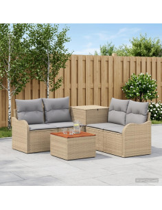 Set di divani 6 pz Beige e Grigio Chiaro