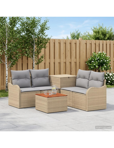 Set di divani 6 pz Beige e Grigio Chiaro