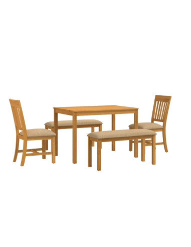 Set da pranzo 5 pz Beige Legno di Quercia Massello