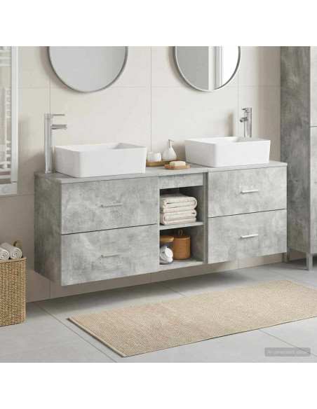 Set di Armadi da Bagno 3 pz Grigio Cemento 53 x 34,5 x 63 cm