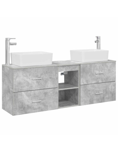 Set di Armadi da Bagno 3 pz Grigio Cemento 53 x 34,5 x 63 cm