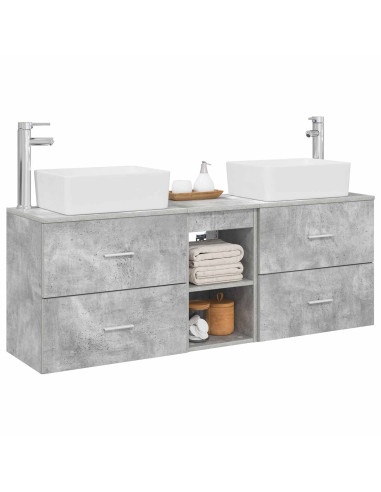 Set di Armadi da Bagno 3 pz Grigio Cemento 53 x 34,5 x 63 cm