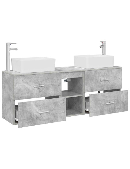 Set di Armadi da Bagno 3 pz Grigio Cemento 53 x 34,5 x 63 cm