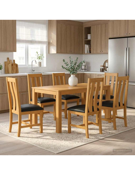 Set da pranzo 7 pz Nero Legno di Quercia Massello