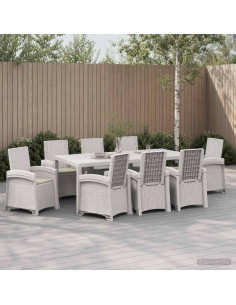 Set da Pranzo per Giardino 9 pz Bianco e Crema PP