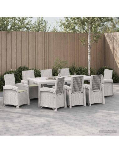 Set da Pranzo per Giardino 9 pz Bianco e Crema PP