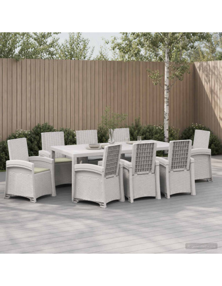 Set da Pranzo per Giardino 9 pz Bianco e Crema PP