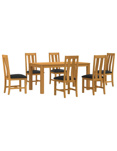 Set da pranzo 7 pz Nero Legno di Quercia Massello