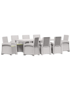 Set da Pranzo per Giardino 9 pz Bianco e Crema PP 2
