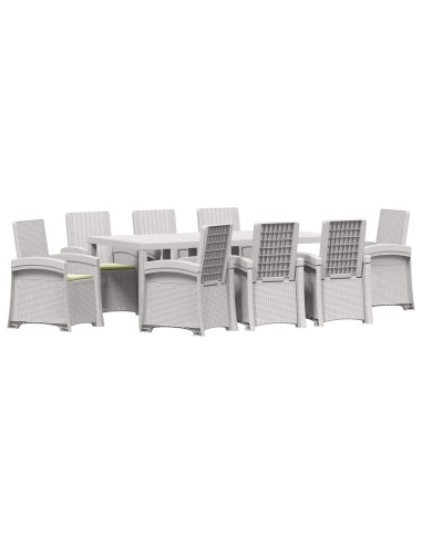 Set da Pranzo per Giardino 9 pz Bianco e Crema PP