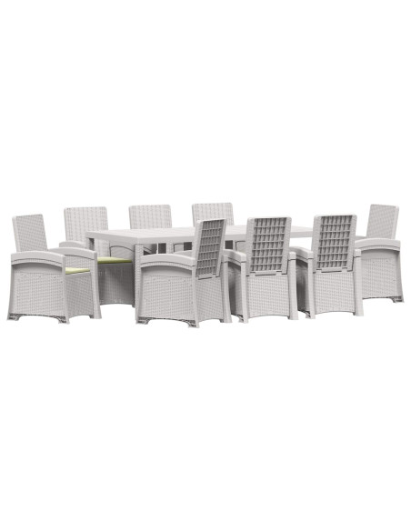 Set da Pranzo per Giardino 9 pz Bianco e Crema PP