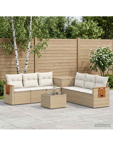 Set di divani 8 pz Beige e Bianco Crema