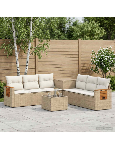 Set di divani 8 pz Beige e Bianco Crema