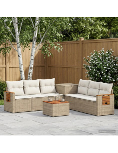 Set di divani 8 pz Beige e Bianco Crema