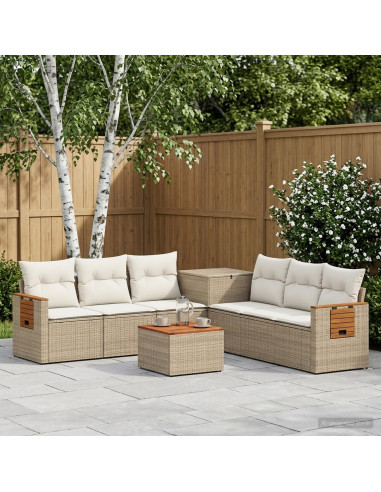 Set di divani 8 pz Beige e Bianco Crema
