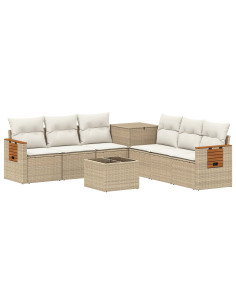 Set di divani 8 pz Beige e Bianco Crema 2