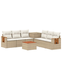 Set di divani 8 pz Beige e Bianco Crema 2