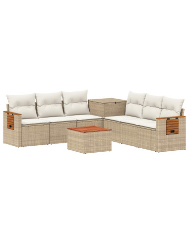 Set di divani 8 pz Beige e Bianco Crema
