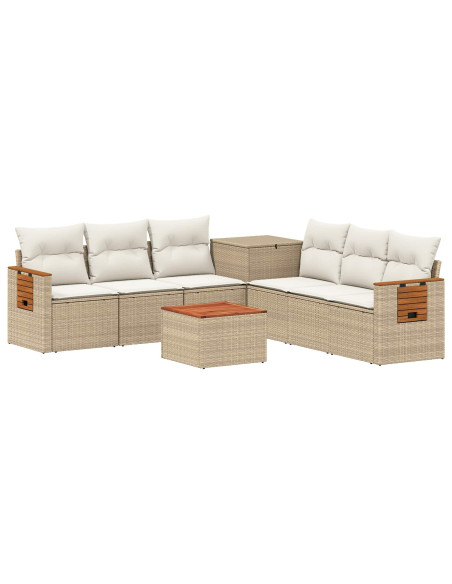 Set di divani 8 pz Beige e Bianco Crema