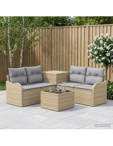 Set di divani 6 pz Beige e Grigio Chiaro
