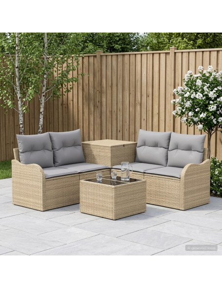 Set di divani 6 pz Beige e Grigio Chiaro