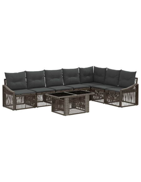 Set Divano da Giardino 8 pz Grigio e Grigio Scuro polyrattan
