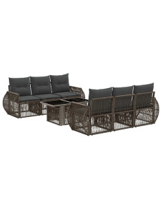 Set Divano da Giardino 7 pz Grigio e Grigio Scuro polyrattan 2