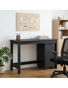 Set di Scrivania e Armadietto 2 pz Nero Legno Massello di Pino